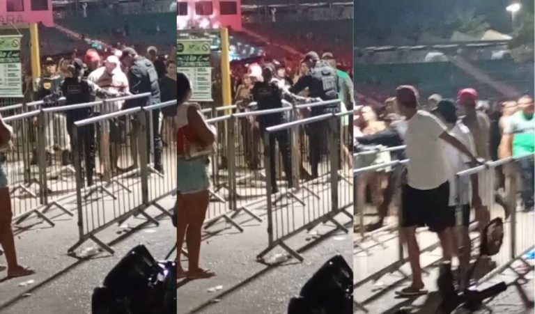 Homem se envolve em confusão, tenta dar socos em policiais e derruba grade no FECANI no AM