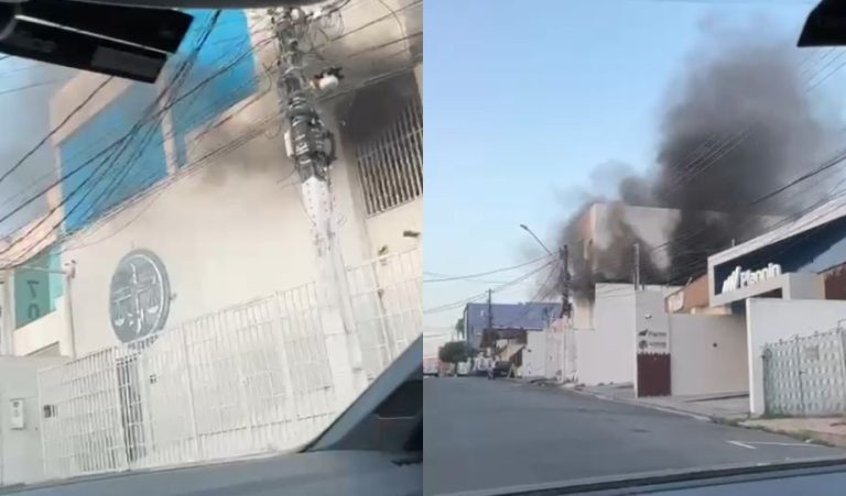 [Vídeo]: Escritório de advocacia é atingido por incêndio e fica tomado por fumaça em Manaus