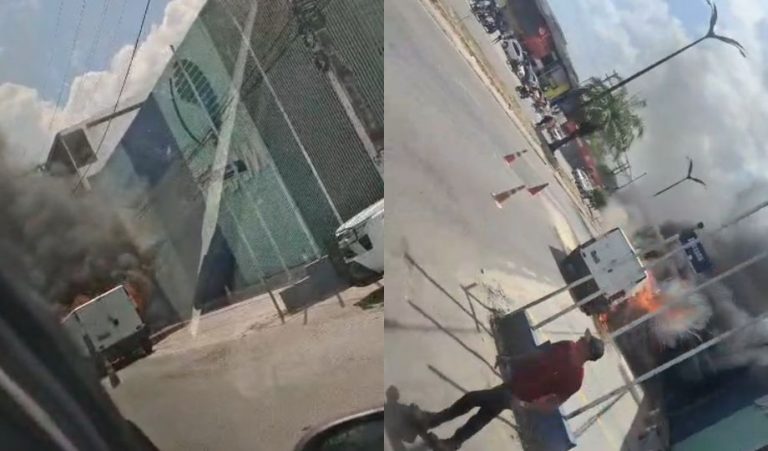 [Vídeo]: Carro pega fogo e interdita Avenida Noel Nutels na Zona Norte de Manaus