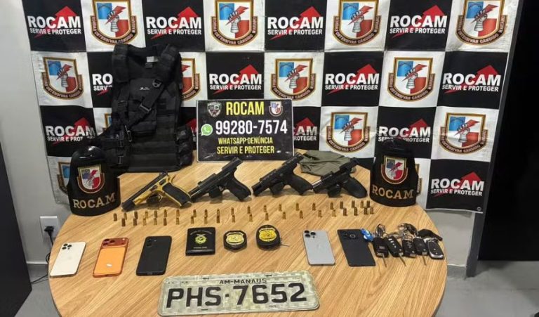 Polícia prende cinco homens com pistolas e carteira funcional da PC-AM em Iranduba