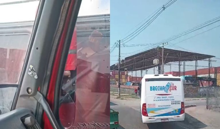 Motorista de ônibus é acusado de cortar frente de caminhão durante confusão em Manaus